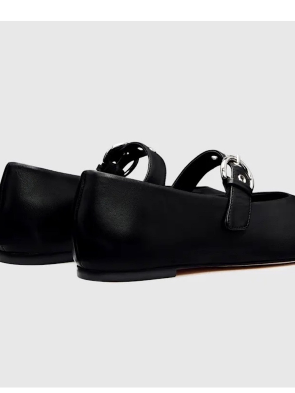 Reformation Ballet Flats Bethany Buckle in Leather Black - Picture 2 of 12